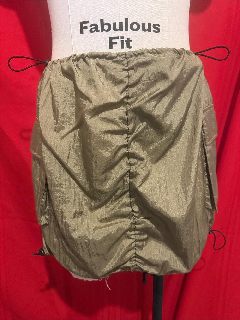 Steve Madden Olive Drawstring Mini Skirt